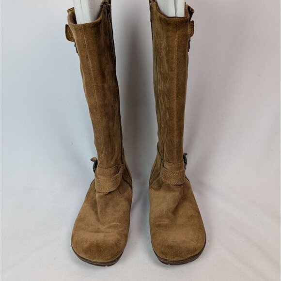 BOC Born sz 8M Riding Boots Brown Suede Leather Buckle Zip Knee High Pirate Boho - Picture 2 of 14